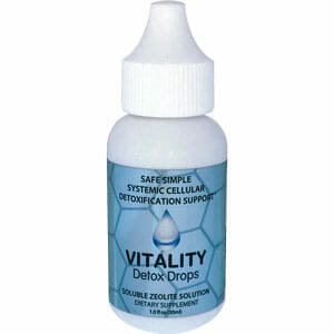 Vitality detox drops soluble Zeolite Solution bottle